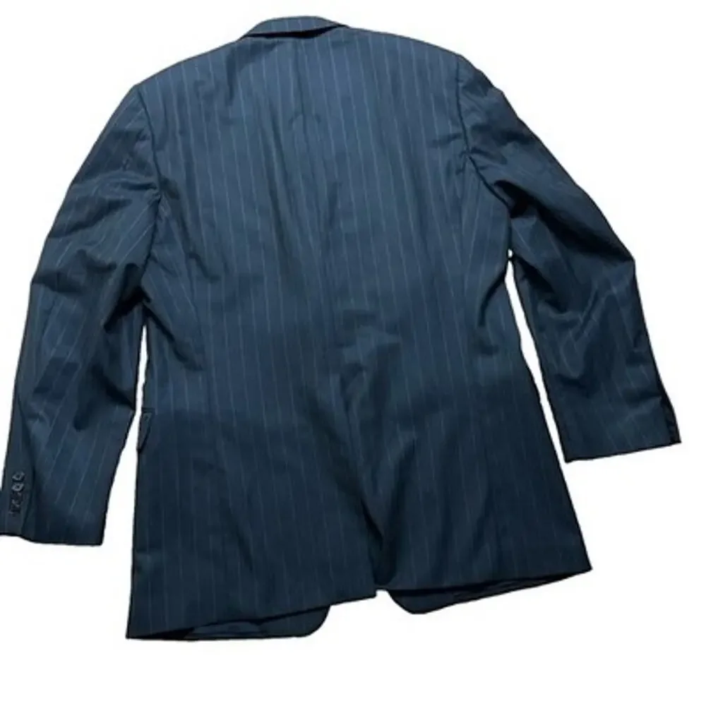 Loro Piana Wool Hickey Freeman Blazer 44L Black Pinstripe Sport Jacket Coat
